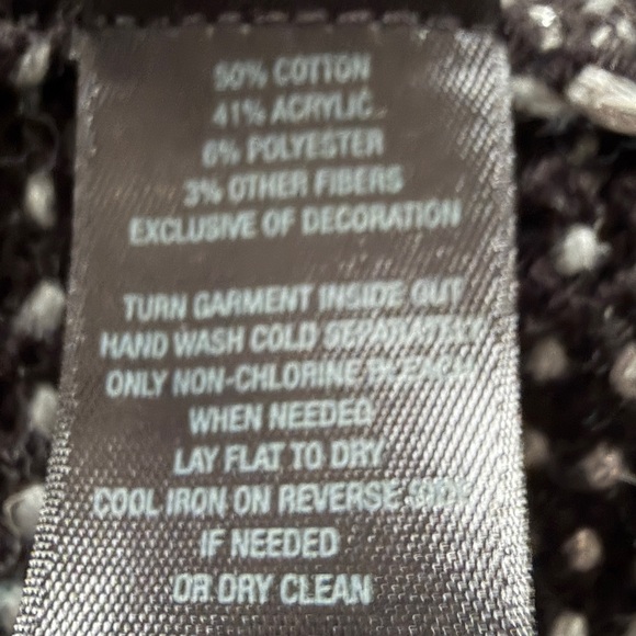 White House Black Market Textured Knit Open Front Jacket Black White Size S - Picture 16 of 16